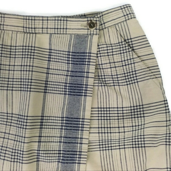 Vintage 90's Liz Claiborne LizWear Blue Khaki Plaid Wrap Skorts Womens 14 - Picture 4 of 12